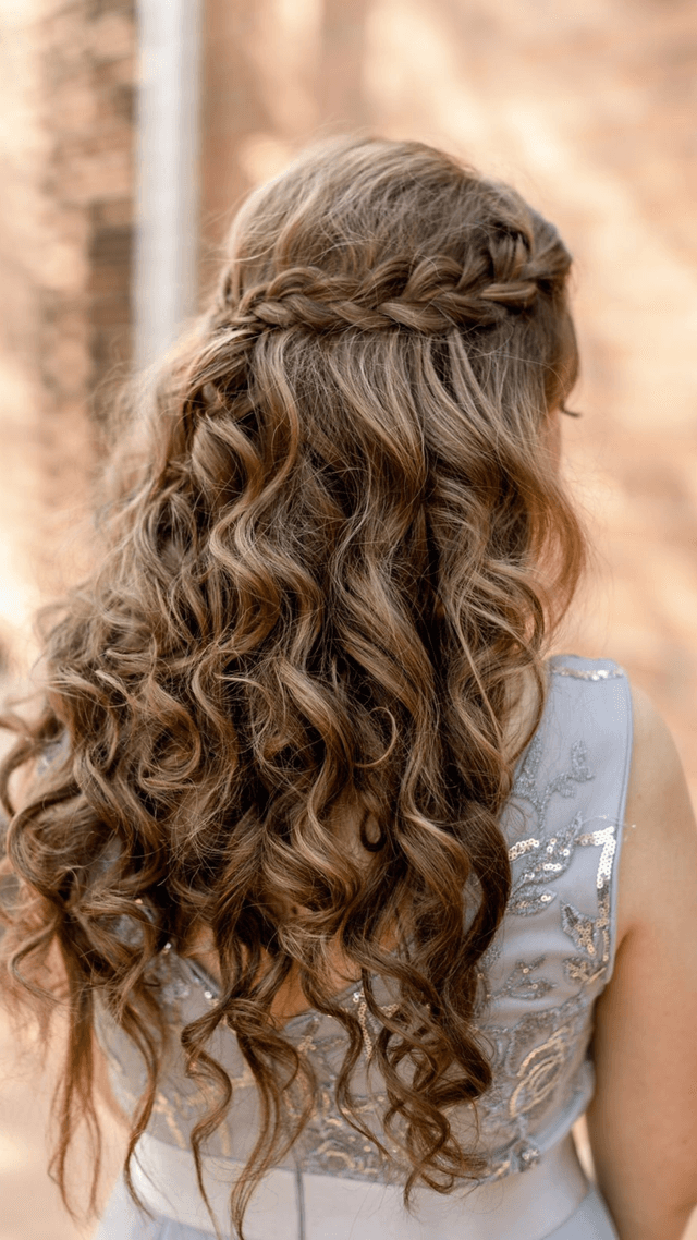 Simple halo twist curly bridal hairstyle